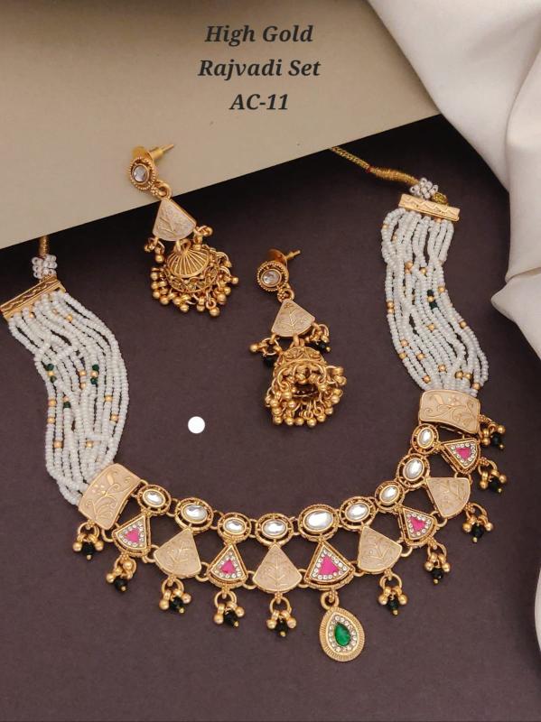 High gold rajvadi set ac 11 Artificial jewellery market in Surat